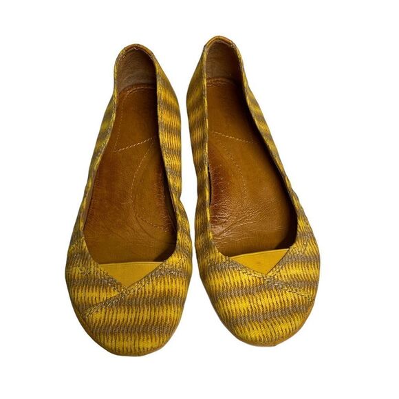 Naya Leather Flats Yellow and Brown - Picture 3 of 14